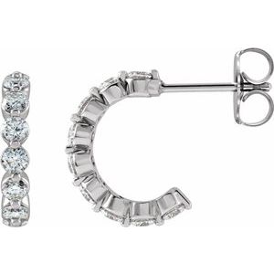 Platinum 3/4 CTW Natural Diamond 12.7 mm Hoop Earrings