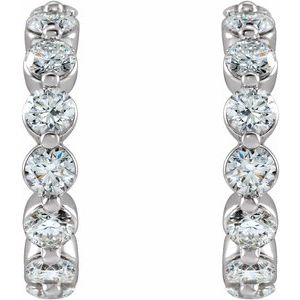 14K White Gold 3/4 CTW Natural Diamond 12.7 mm Hoop Earrings – image 2