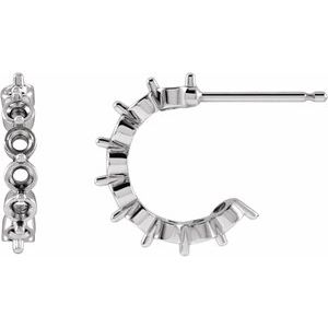 14K White Gold 2.2 mm Round 12.7 mm Hoop Earring Mounting