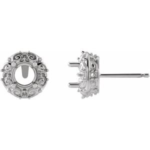 Sterling Silver 4 mm Round Halo-Style Earring Mounting