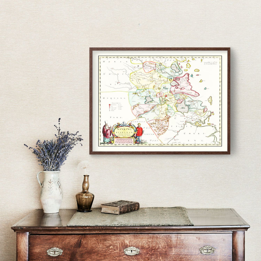 Vintage Map of Nanking, China 1665