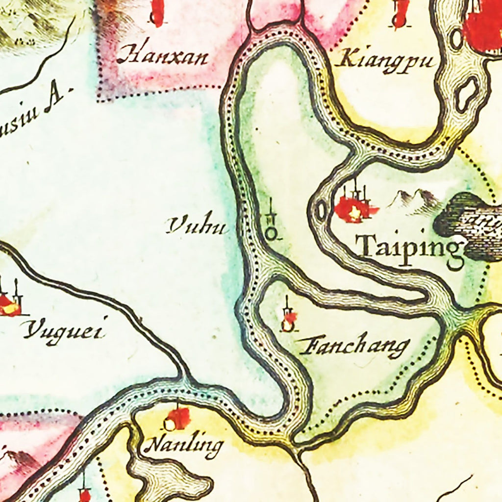 Vintage Map of Nanking, China 1665