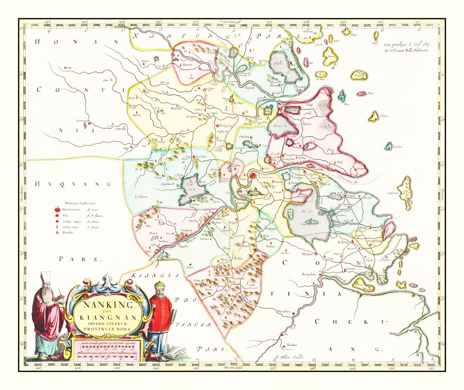 Vintage Map of Nanking, China 1665