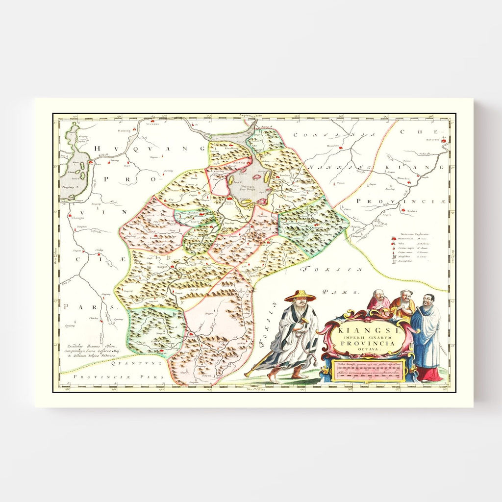 Vintage Map of Jiangxi, China 1665