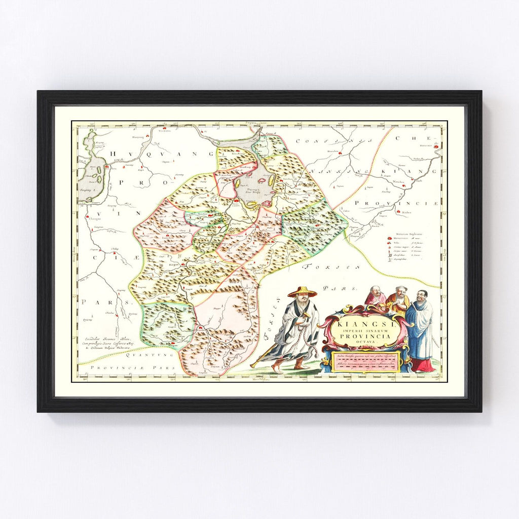 Vintage Map of Jiangxi, China 1665
