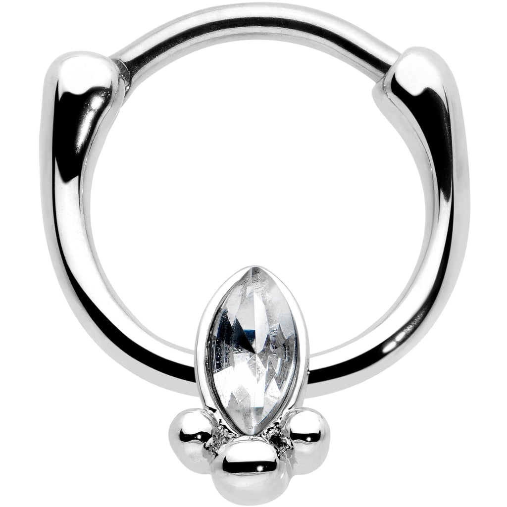 16G 5/16 Clear Gem Deco Oval Cartilage Clicker