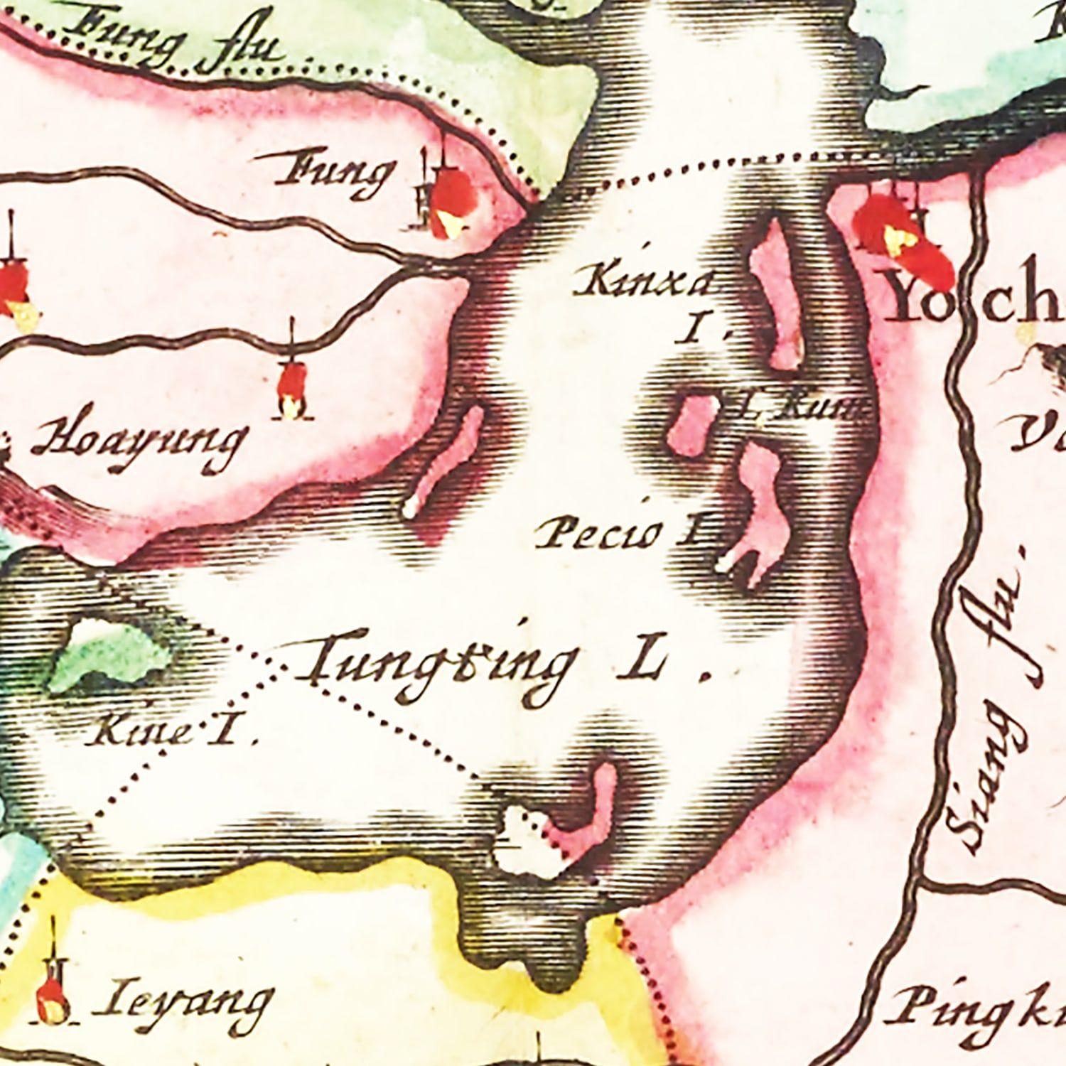 Vintage Map of Huguang, China 1665