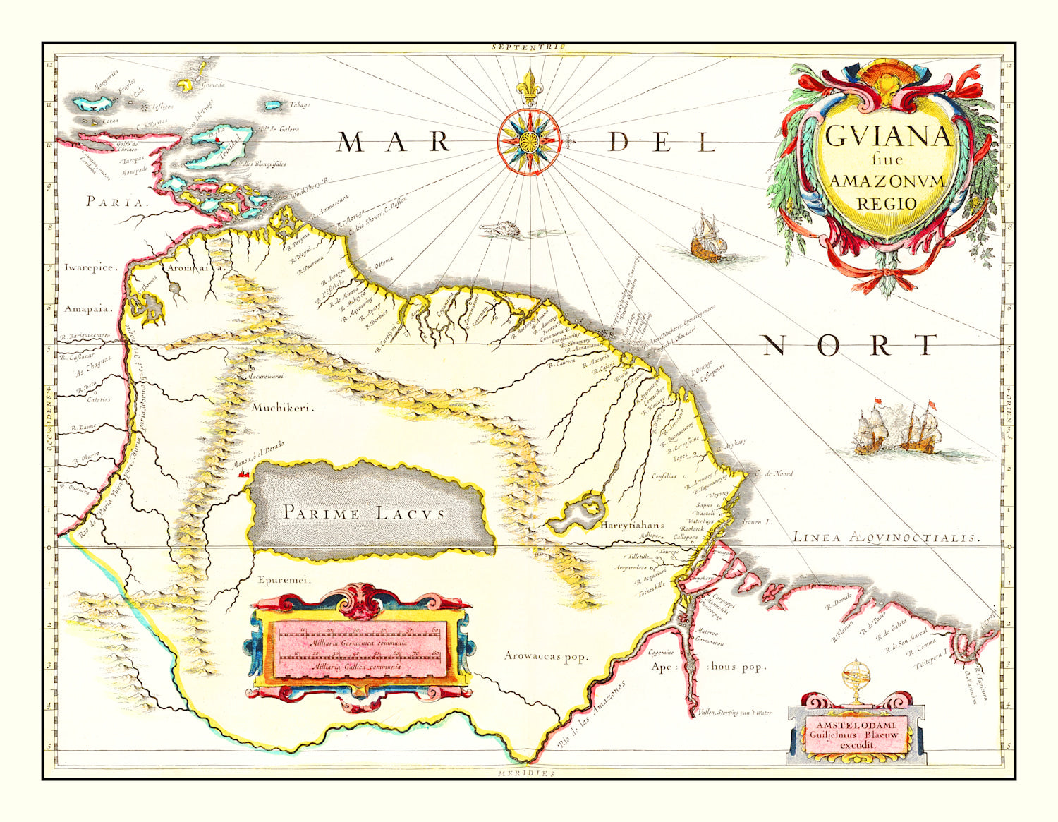Vintage Map of Guyana 1665