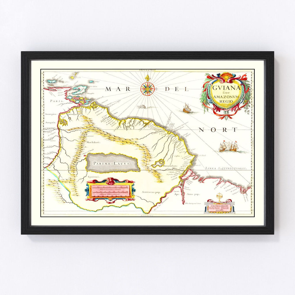 Vintage Map of Guyana 1665