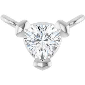 14K White Gold 1/10 CT Lab Grown Diamond Trillion V-Prong Necklace Center