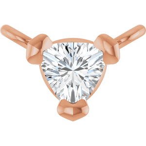 14K Rose Gold 1/10 CT Lab Grown Diamond Trillion V-Prong Necklace Center