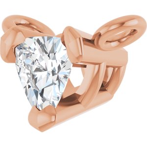 14K Rose Gold 1/10 CT Lab Grown Diamond Trillion V-Prong Necklace Center