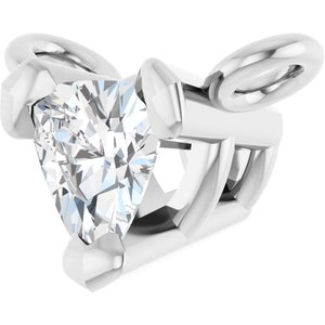14K White Gold 1/10 CT Lab Grown Diamond Trillion V-Prong Necklace Center