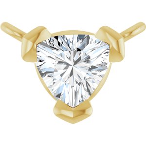 14K Yellow Gold 1/5 CT Lab Grown Diamond Trillion V-Prong Necklace Center