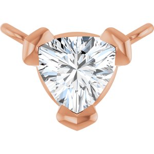 14K Rose Gold 1/5 CT Natural Diamond Trillion V-Prong Necklace Center