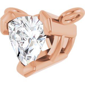 14K Rose Gold 1/5 CT Lab Grown Diamond Trillion V-Prong Necklace Center