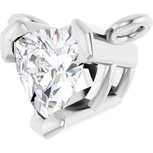 Platinum 1/5 CT Natural Diamond Trillion V-Prong Necklace Center