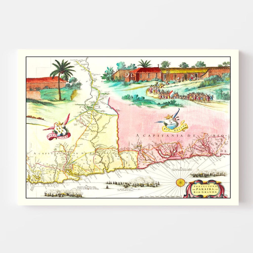 Vintage Map of Brazil 1665
