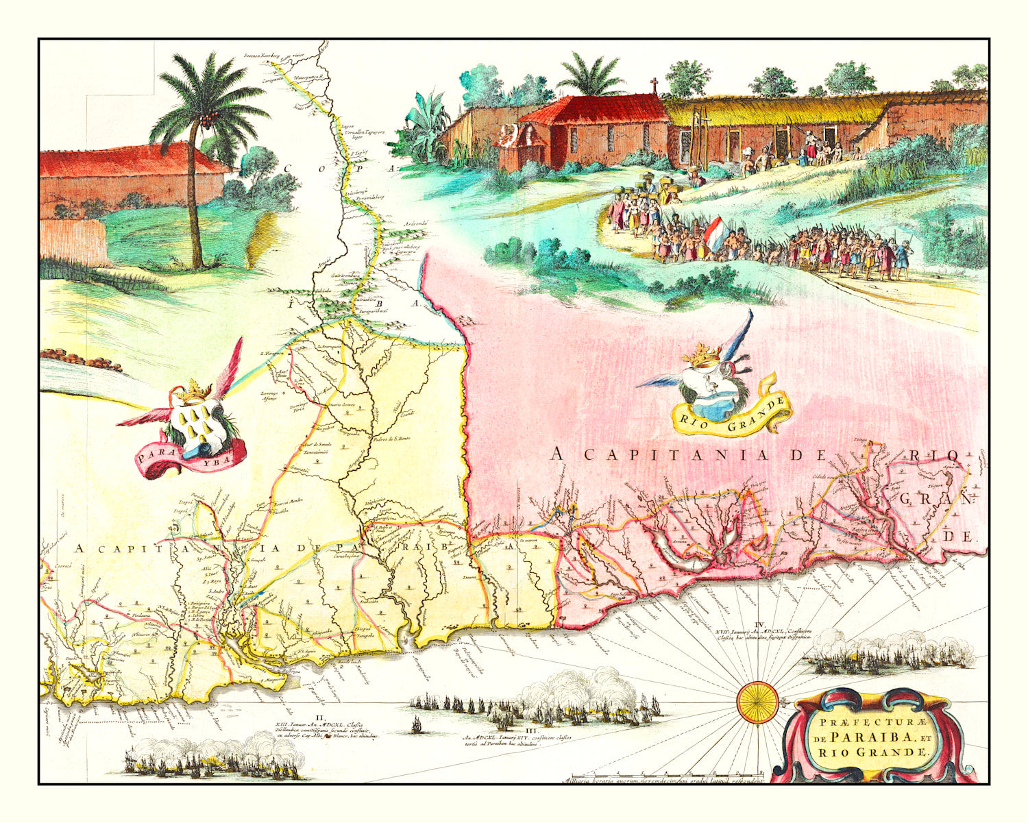 Vintage Map of Brazil 1665