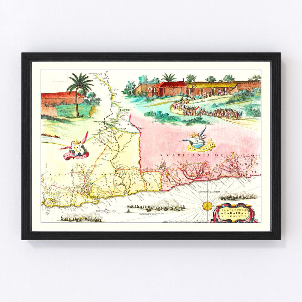 Vintage Map of Brazil 1665