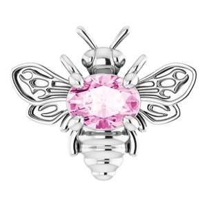 Platinum Natural Pink Sapphire Bee Necklace Center