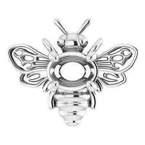 18K Palladium White 4x3 mm Oval Bee Necklace  Center