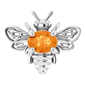 14K White Natural Spessartite Garnet Necklace Center