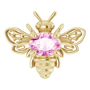 14K Yellow Natural Pink Sapphire Bee Necklace Center