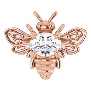 14K Rose Natural White Sapphire Bee Necklace Center