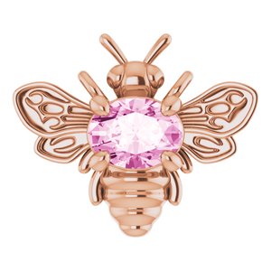 14K Rose Natural Pink Sapphire Bee Necklace Center