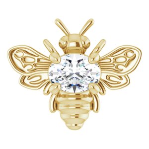 14K Yellow Gold Natural White Sapphire Bee Necklace Center