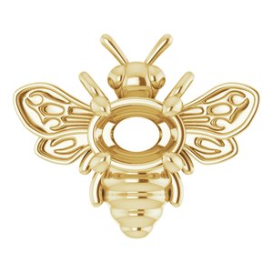 14K Yellow Gold 4x3 mm Oval Bee Necklace Center
