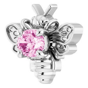 Platinum Natural Pink Sapphire Bee Necklace Center