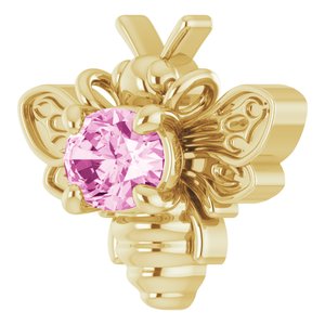 14K Yellow Gold Natural Pink Sapphire Bee Necklace Center