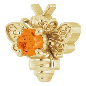 14K Yellow Gold Natural Orange Garnet Bee Necklace Center