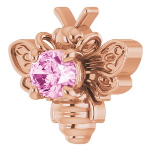14K Rose Natural Pink Sapphire Bee Necklace Center