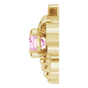 14K Yellow Gold Natural Pink Sapphire Bee Necklace Center