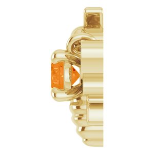 14K Yellow Gold Natural Orange Garnet Bee Necklace Center