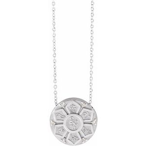 Platinum .025 CTW Natural Diamond Mantra 16-18"  Necklace