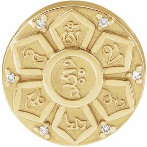 14K Yellow Gold .03 CTW Natural Diamond Mantra  Pendant