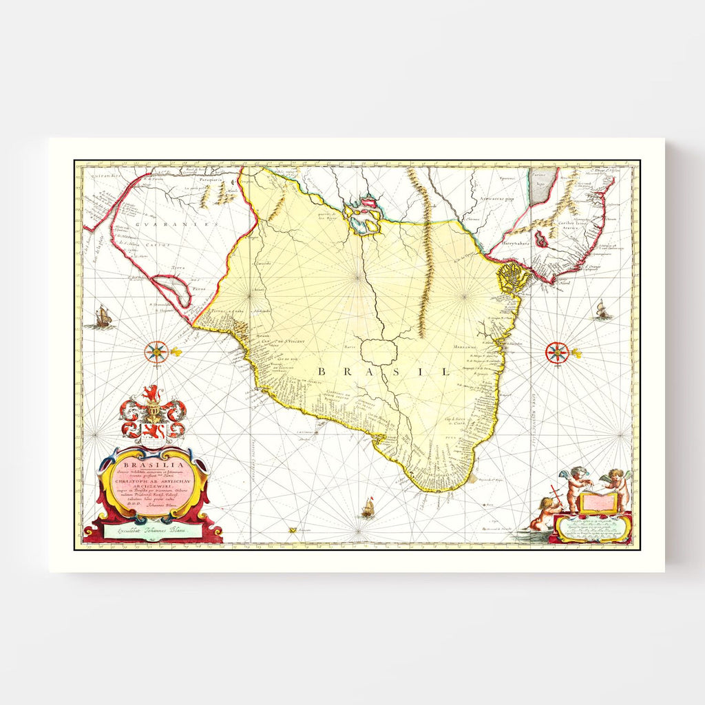 Vintage Map of Brazil 1665