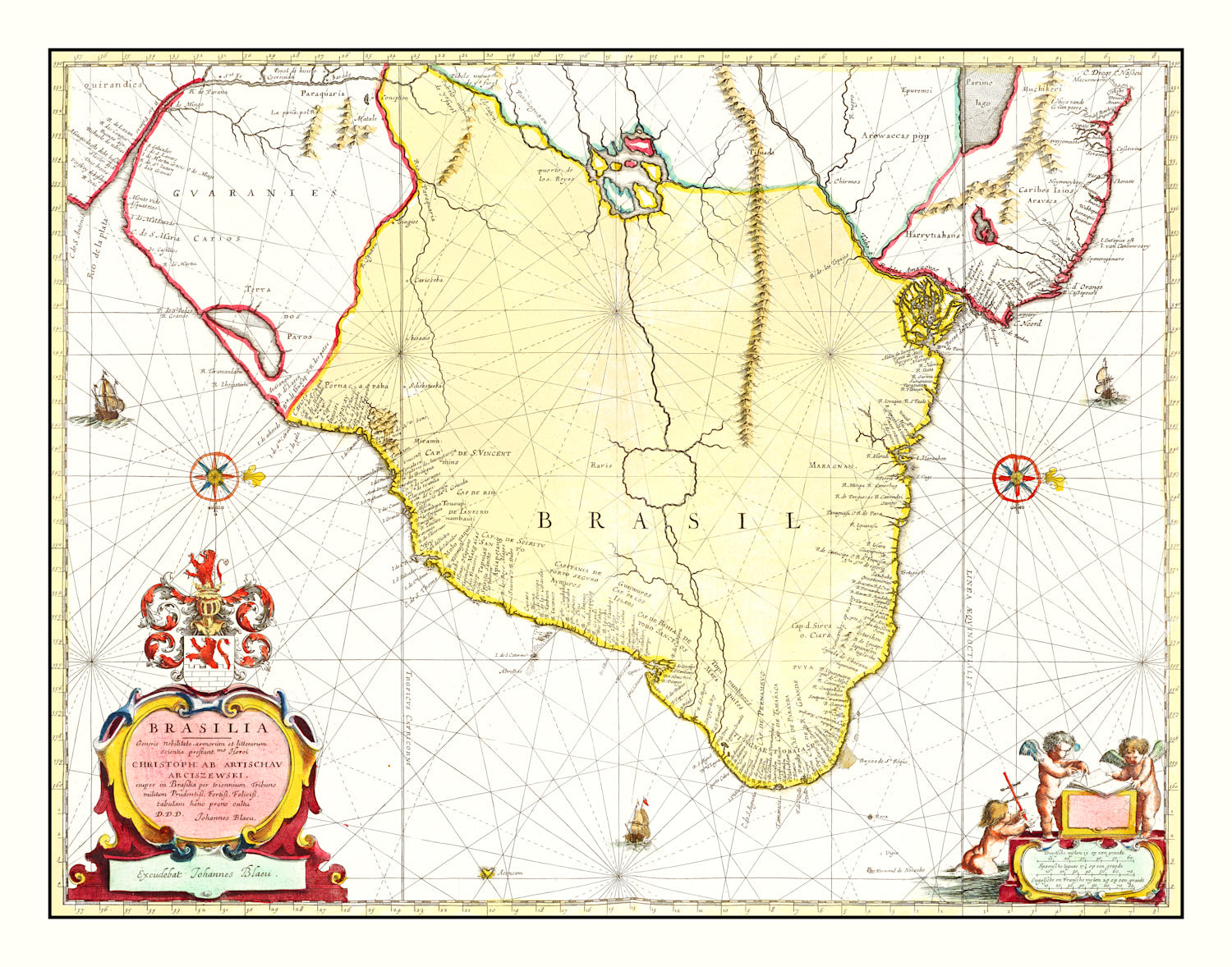Vintage Map of Brazil 1665