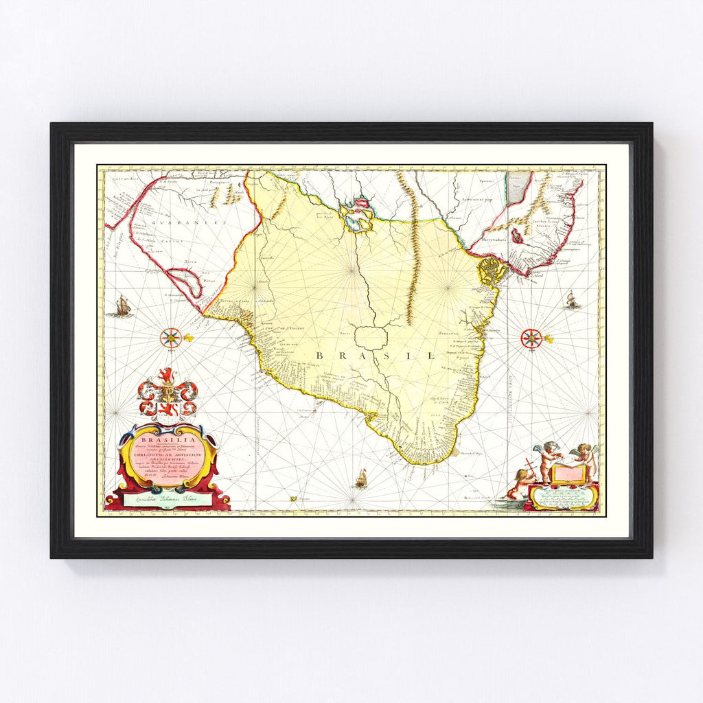 Vintage Map of Brazil 1665