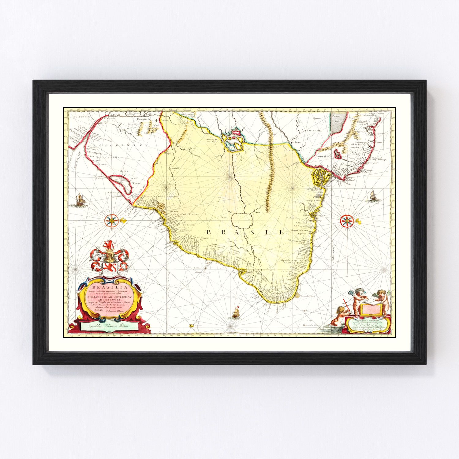 Vintage Map of Brazil 1665