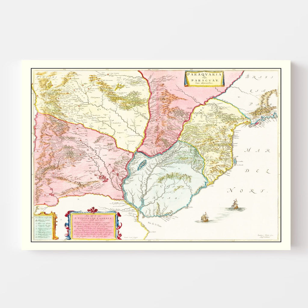 Vintage Map of Paraguay 1665