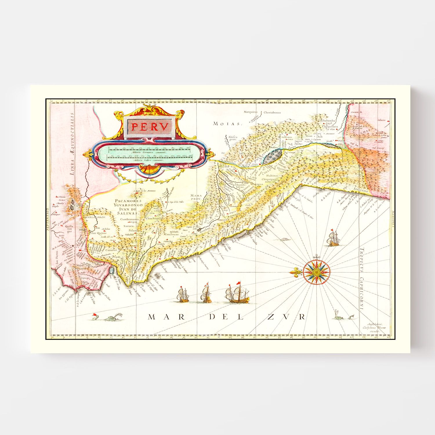 Vintage Map of Peru 1665