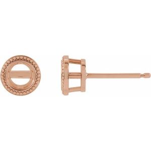 14K Rose Gold 4.5 mm Round Round Beaded Bezel-Set Earring Mounting