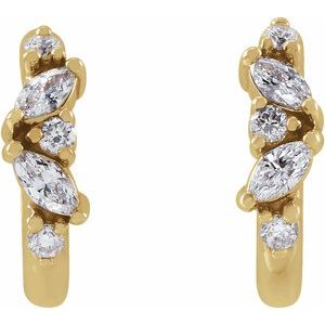 14K Yellow Gold 1/6 CTW Natural Diamond Huggie Earrings – image 2