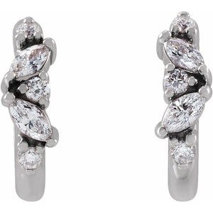 14K White Gold 1/6 CTW Natural Diamond Huggie Earrings – image 2