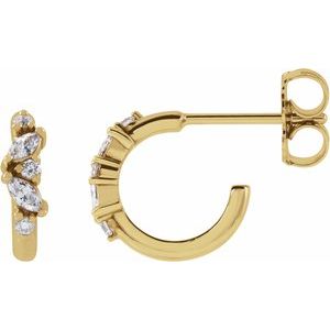 14K Yellow Gold 1/6 CTW Natural Diamond Huggie Earrings